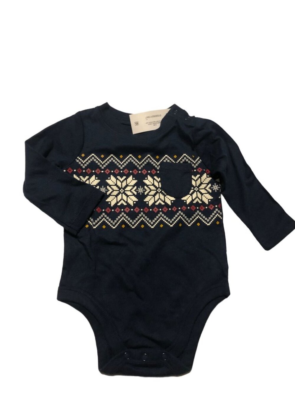 Garanimals Baby Long Sleeve Bodysuit With Festive Pattern & Pocket 6-9M